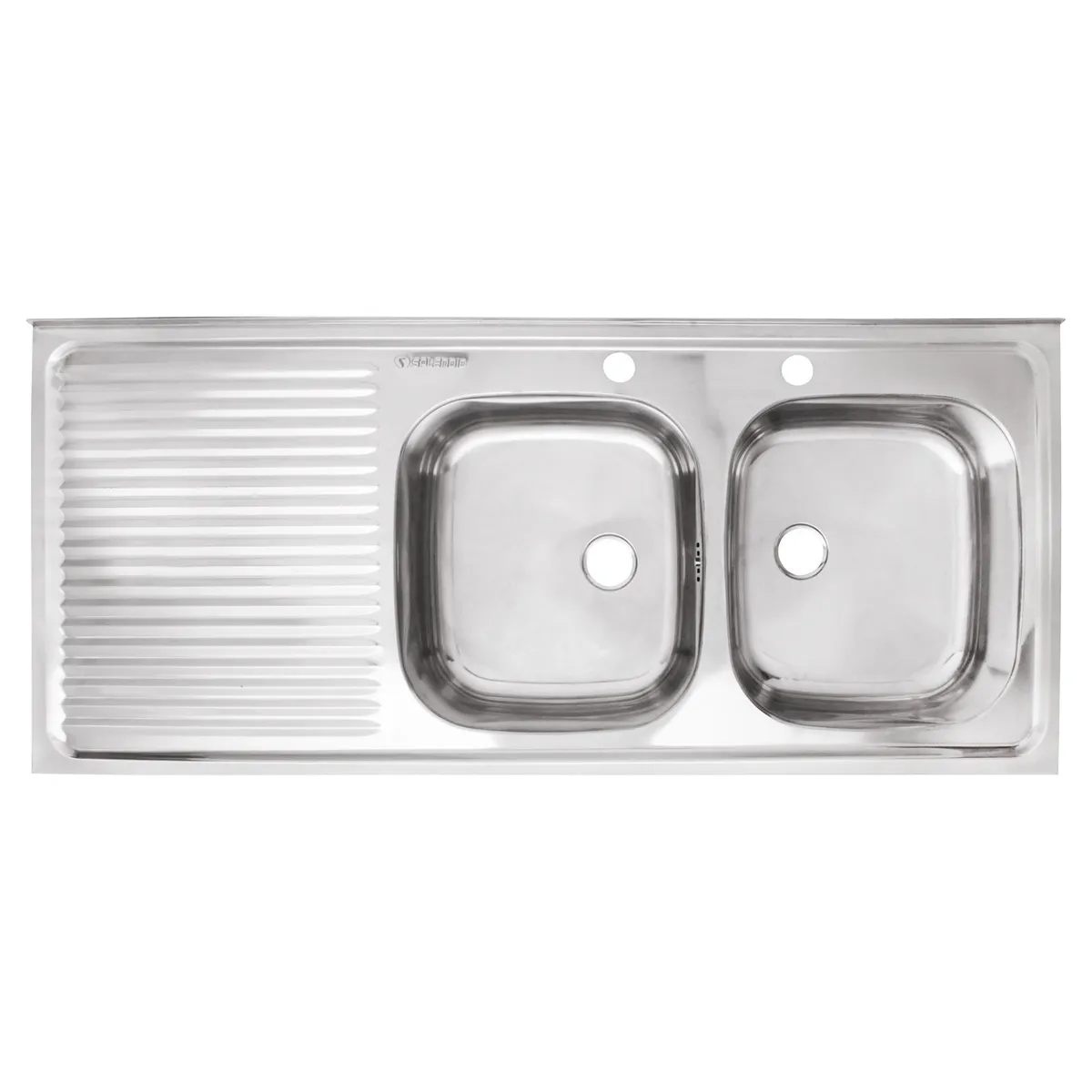 SPLENDID - Lavaplatos Sobreponer Izquierdo 2 Cubeta(s) 50x14.6x120 cm Acero inoxidable