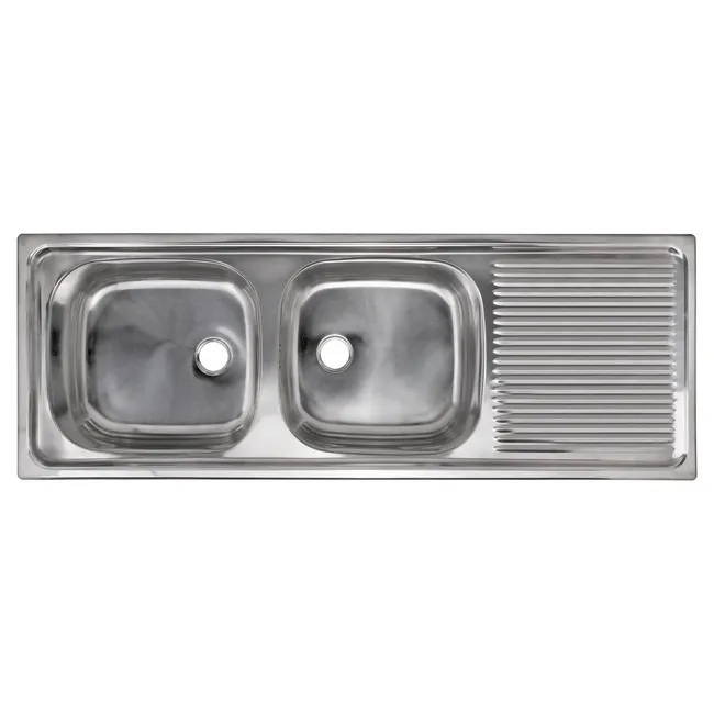 SPLENDID - Lavaplatos Empotrado Reversible 2 Cubeta(s) 43.5x14.6x123.5 cm Acero inoxidable