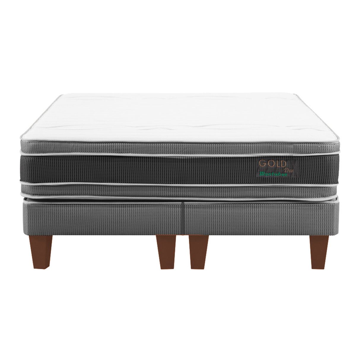 MANTAHUE - Cama King Americana Gold Gris/blanco