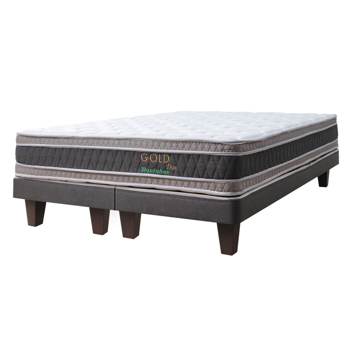 MANTAHUE - Cama King Americana Gold Gris/blanco