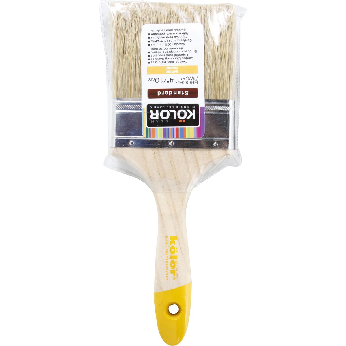 KOLOR - Brocha Kolor Para Barniz Multiuso 4 Pulgadas Cerdas Naturales 27.69 Cm