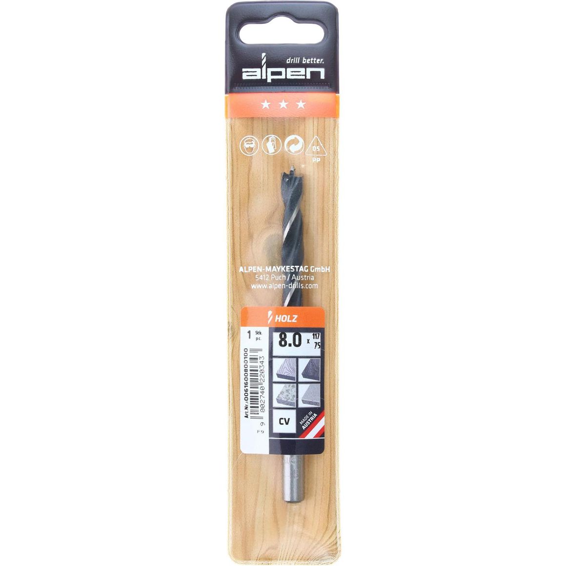 α77 ALPEN Broca para madera centradora 8x117 mm | Falabella Chile