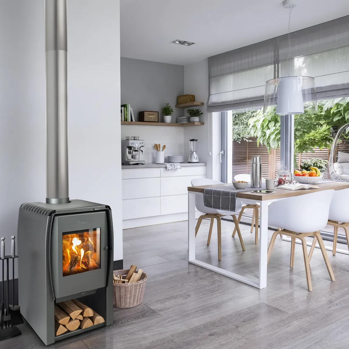 AMESTI - Estufa Leña Nordic 450 Gris Charcoal