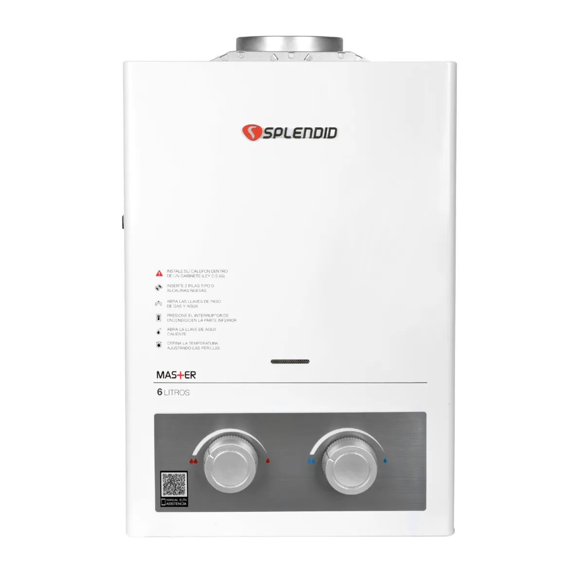 SPLENDID - Calefont Gas Licuado 6 Litros Tiro Natural Ionizado