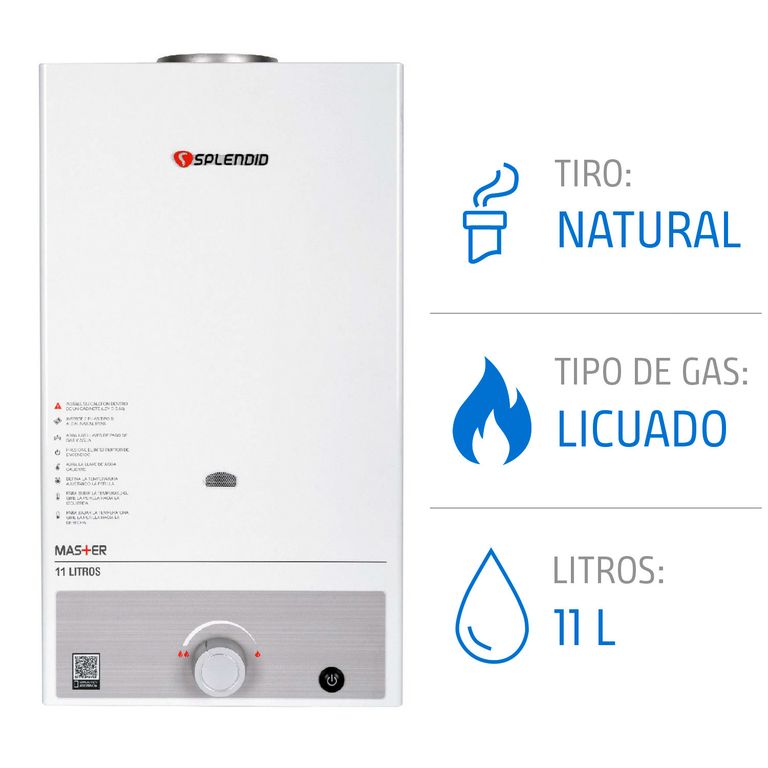 Calefont 11 Litros Gas Licuado Tiro Natural Ionizado