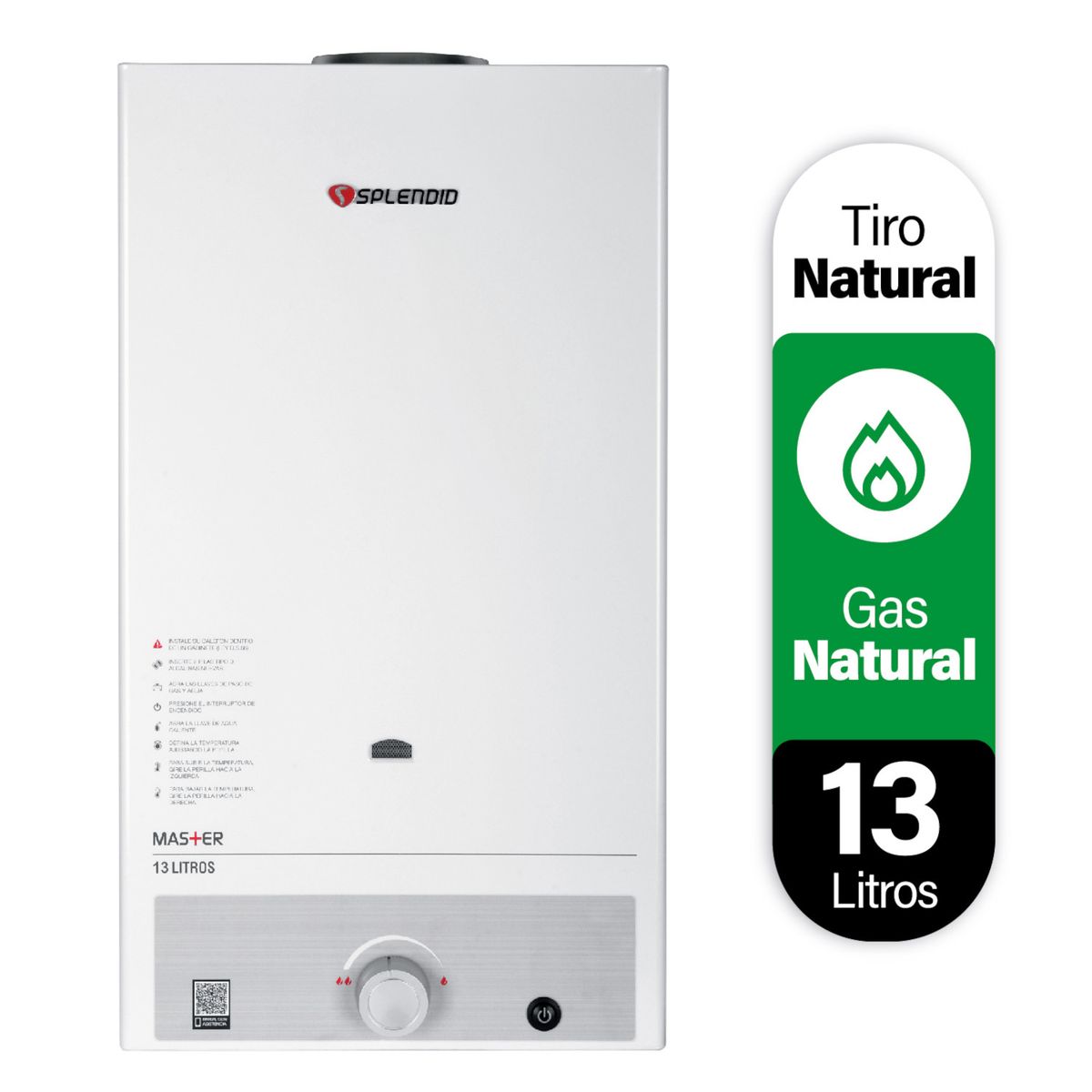 SPLENDID - Calefont Gas Natural 13 Litros Tiro Natural Ionizado