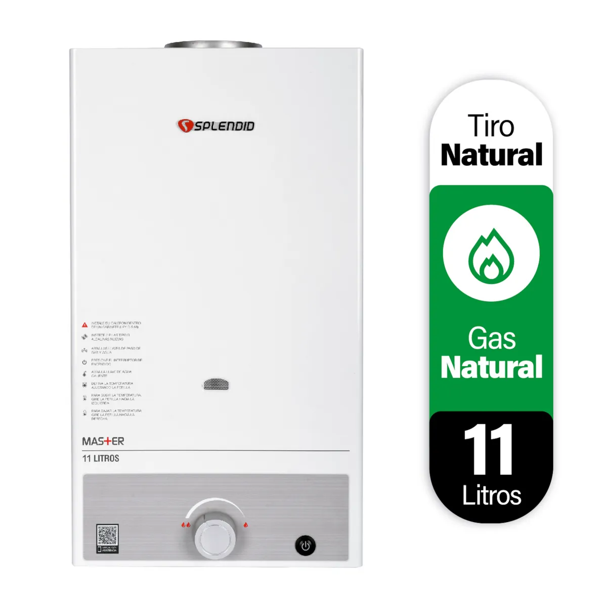 SPLENDID - Calefont Gas Natural 11 Litros Tiro Natural Ionizado
