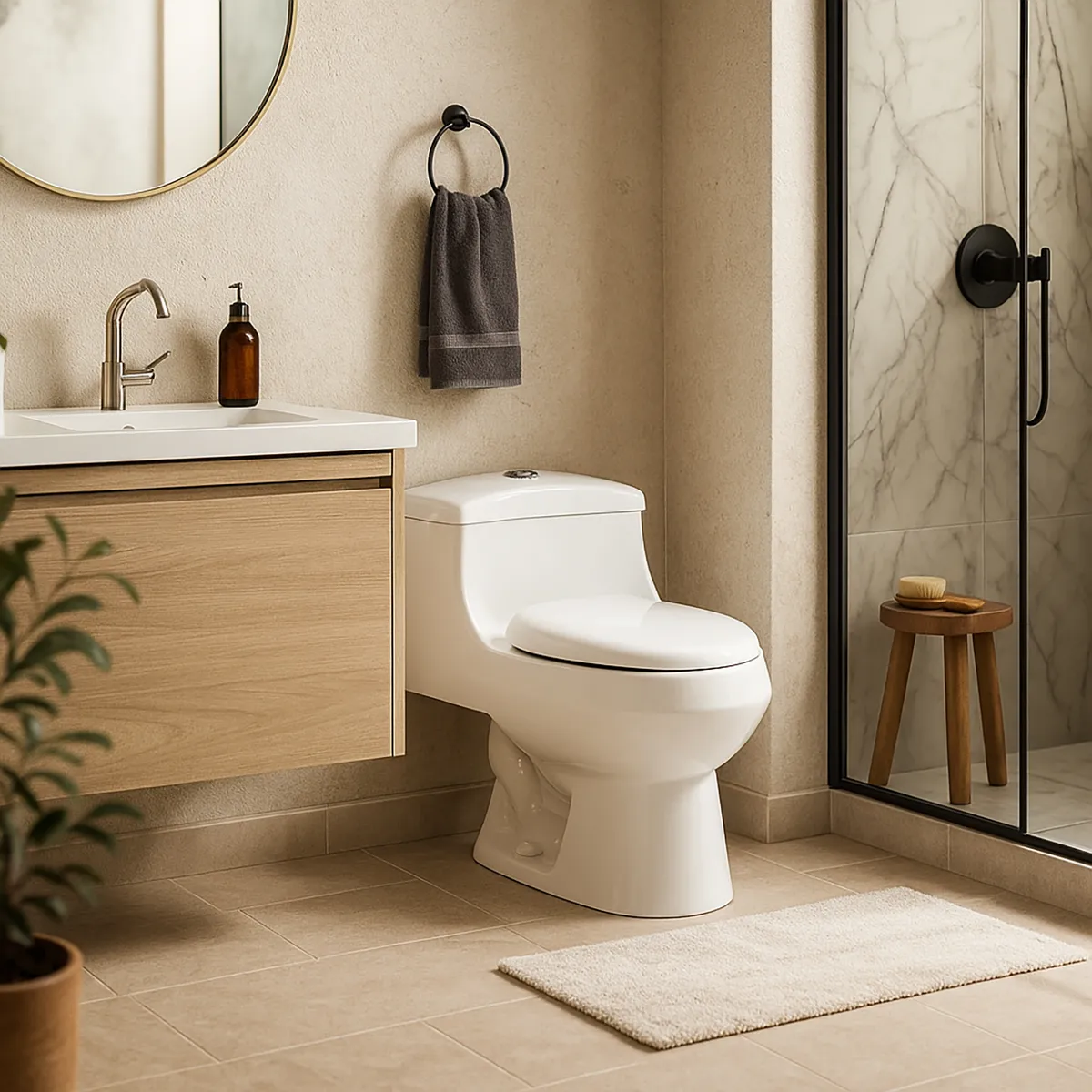 CORONA - Sanitario One piece a Piso 30,5 cm 6 Litros Montecarlo Blanco