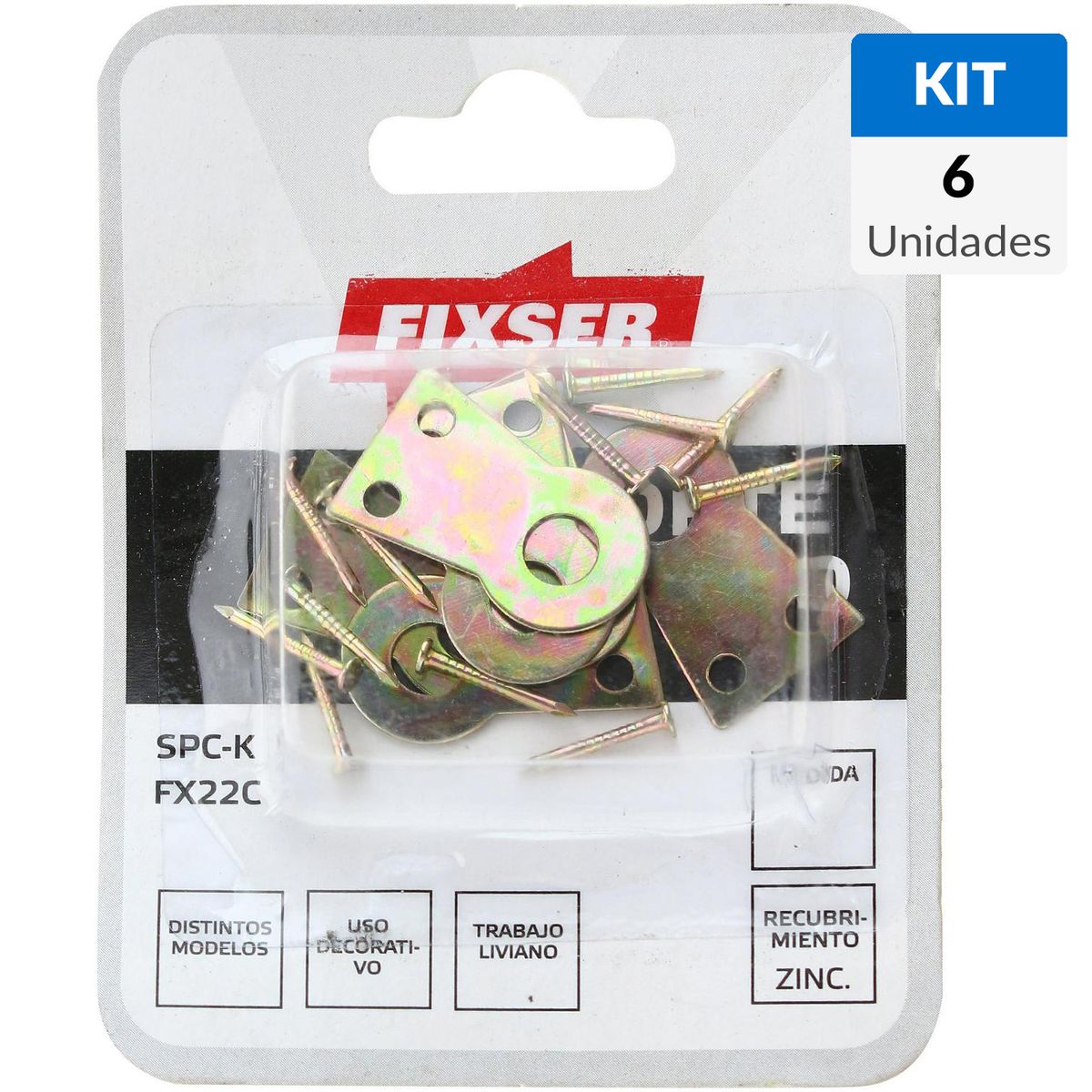 FIXSER - Soporte multiuso 15x25 mm 6 unidades con clavos