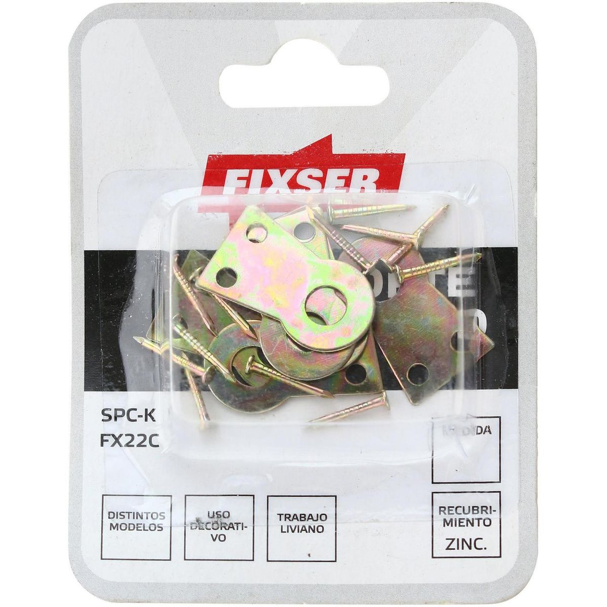 FIXSER - Soporte multiuso 15x25 mm 6 unidades con clavos