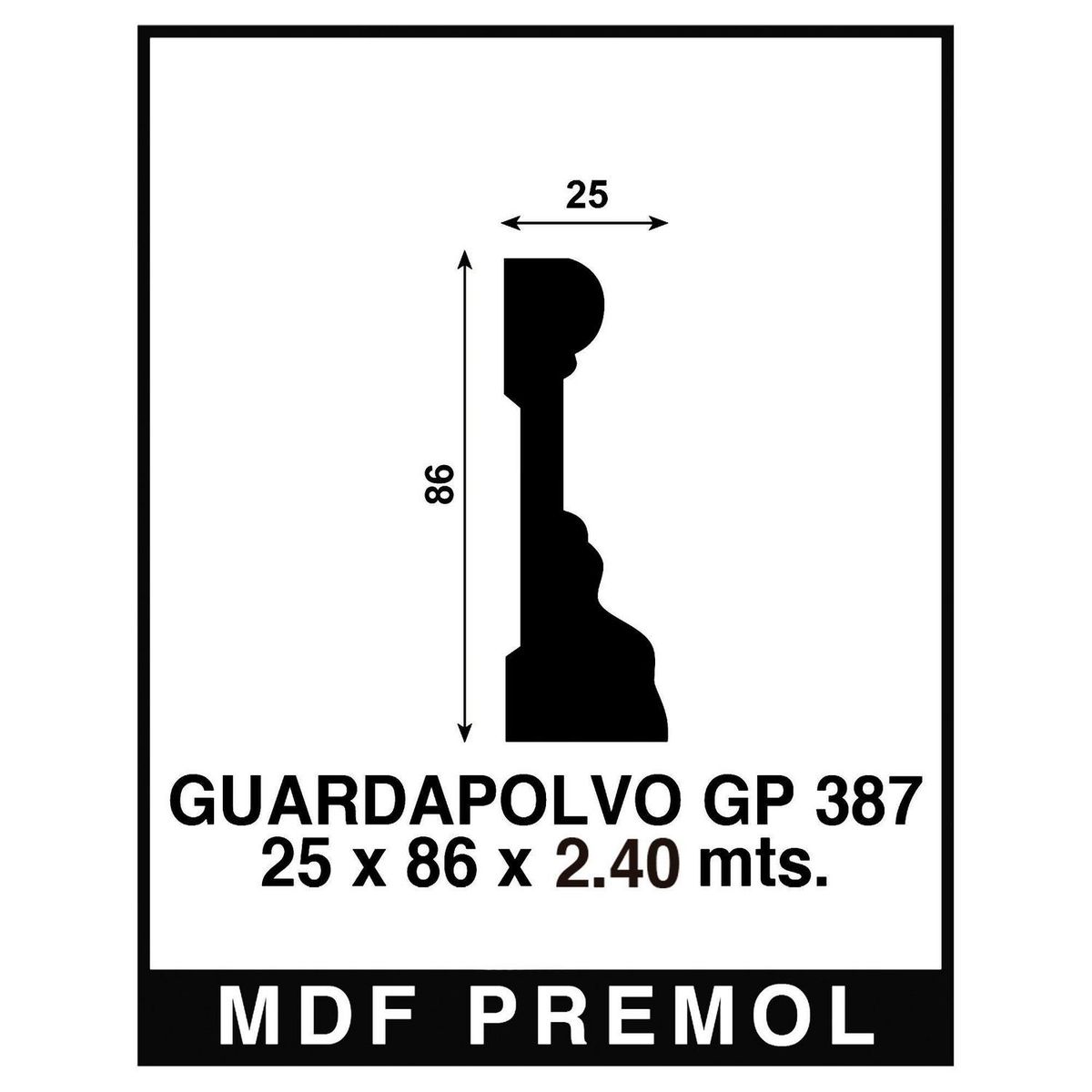 MAFORSA - Moldura premol MDF Blanco 25 mm 8.2x240 cm