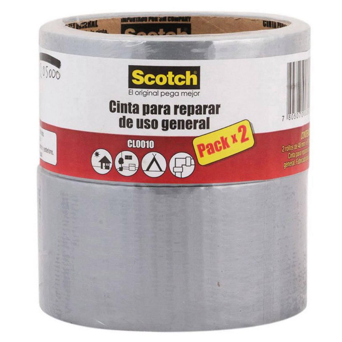 3M - Pack 2 Cintas de Tela Duct Tape de Reparación Gris 48mm x 9.14 mts