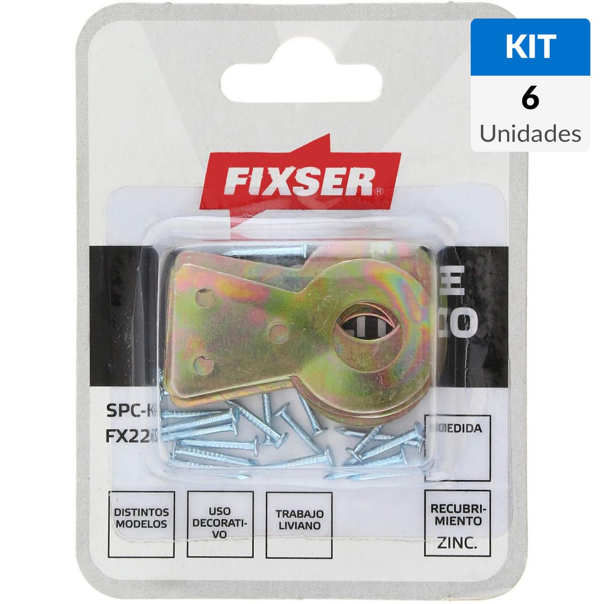 FIXSER - Soporte multiuso 23x40 mm 6 unidades con clavos