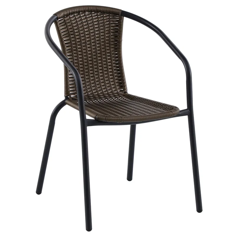 JUST HOME COLLECTION - Silla de Terraza Metal y Ratán Negro