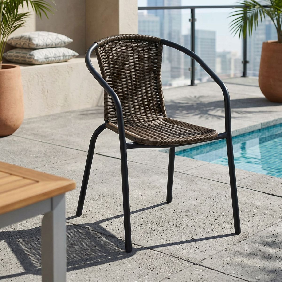 Silla de Terraza Metal y Ratán Negro, marca JUST HOME COLLECTION - Foto Principal