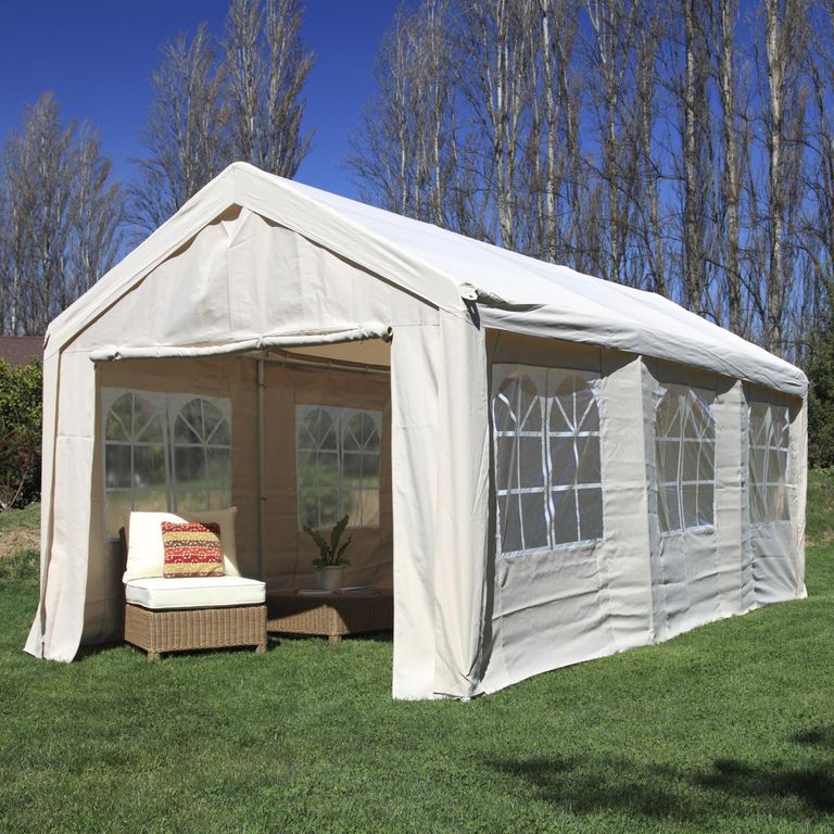 Toldo Con Cortinas para Eventos Beige Poliéster 400x800x280 cm