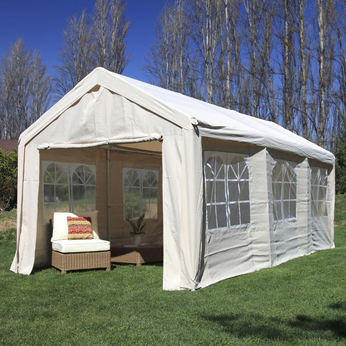 JUST HOME COLLECTION - Toldo Con Cortinas para Eventos Beige Poliéster 400x800x280 cm