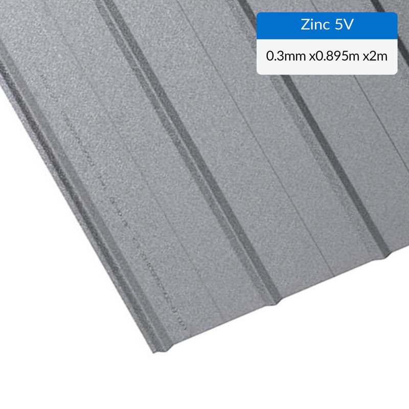 BOLKOW - Plancha Recubrimiento AZM150 Zinc 5V 0.3 mm 89.5x200 cm Gris