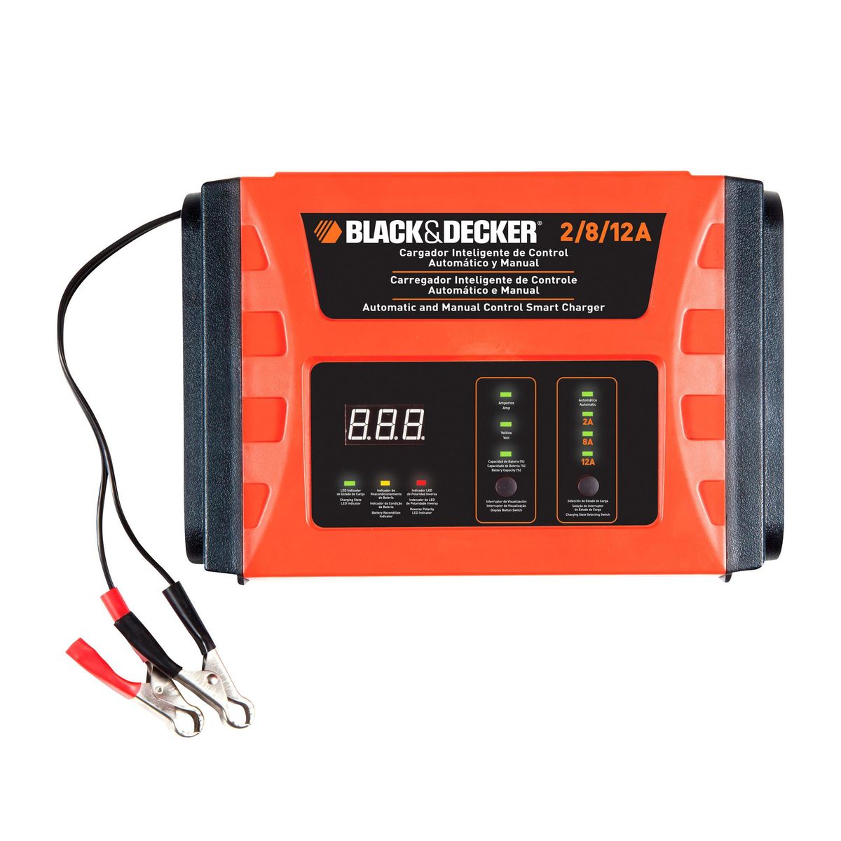 BLACK+DECKER - Cargador de batería 12V 2/8/12 A