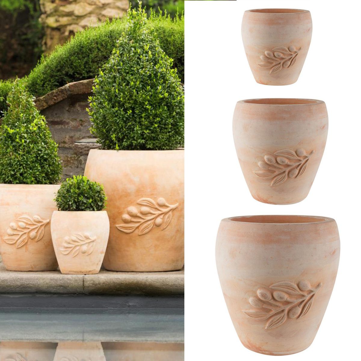 JUST HOME COLLECTION - Set 3 Maceteros Olive Redondo