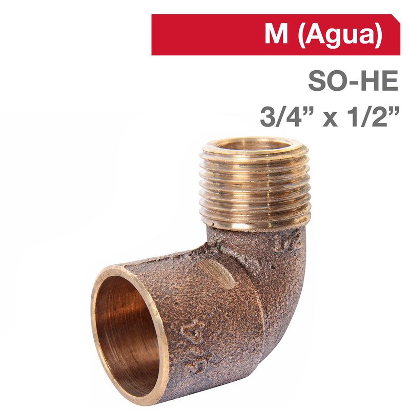 NIBSA - Codo Bronce SO/HE 3/4" x 1/2"  1u