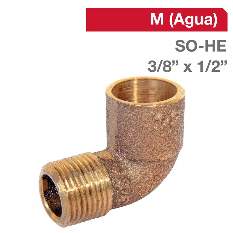 NIBSA - Codo Bronce SO/HE 3/8" x 1/2"  1u