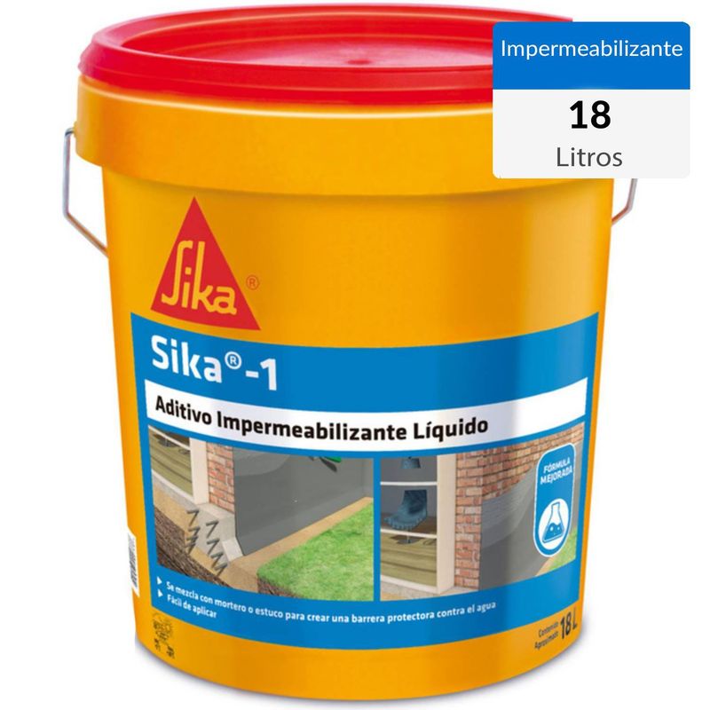 SIKA - Aditivo Impermeabilizante Líquido para Mezclas Cementicias Tineta 18 l