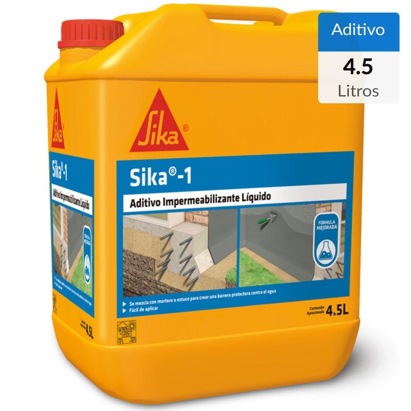 SIKA - Aditivo Impermeabilizante Líquido para Mezclas Cementicias Bidon 4,5 l
