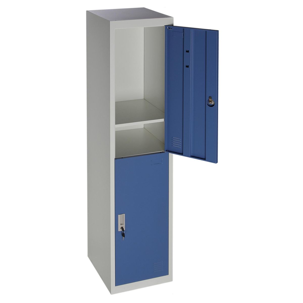 MOVILOCKERS - Locker de Oficina con Llave 2 Puerta(s) 2 Repisa(s) 38xx45 cm Gris/Azul