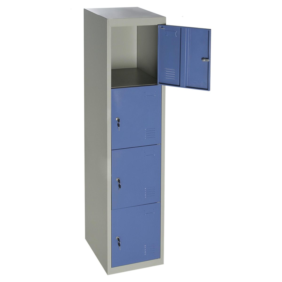 MOVILOCKERS - Locker de Oficina con Llave 4 Puerta(s) 38x180x45 cm Gris/Azul