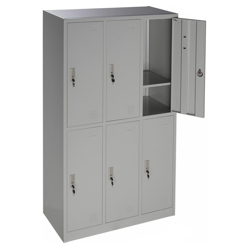 MOVILOCKERS - Locker de Oficina con Llave 6 Puerta(s) 6 Repisa(s) 90xx40 cm Gris
