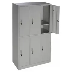 MOVILOCKERS - Locker de Oficina con Llave 6 Puerta(s) 6 Repisa(s) 90xx40 cm Gris