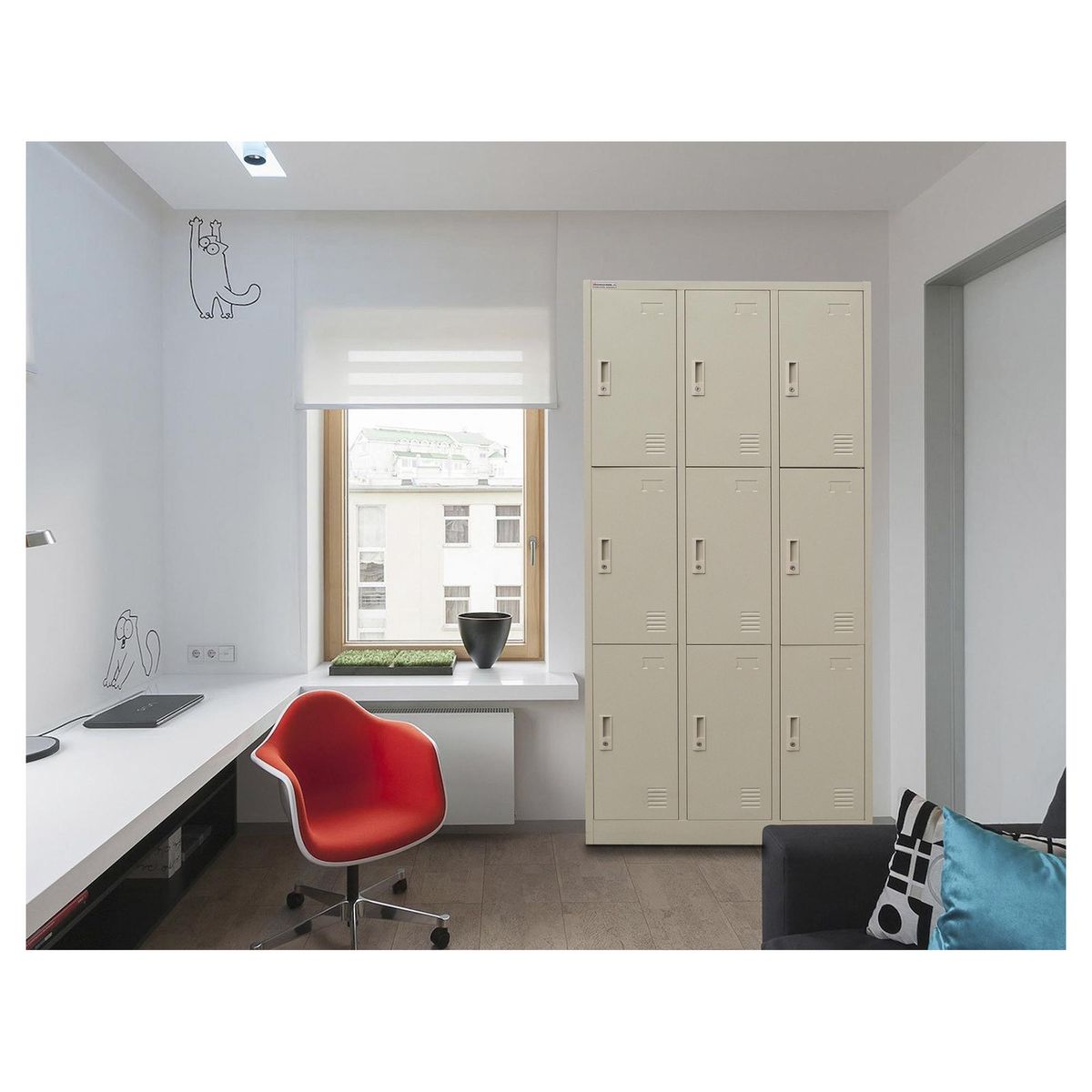 MOVILOCKERS - Locker de Oficina con Llave 9 Puerta(s) 90x180x40 cm Gris