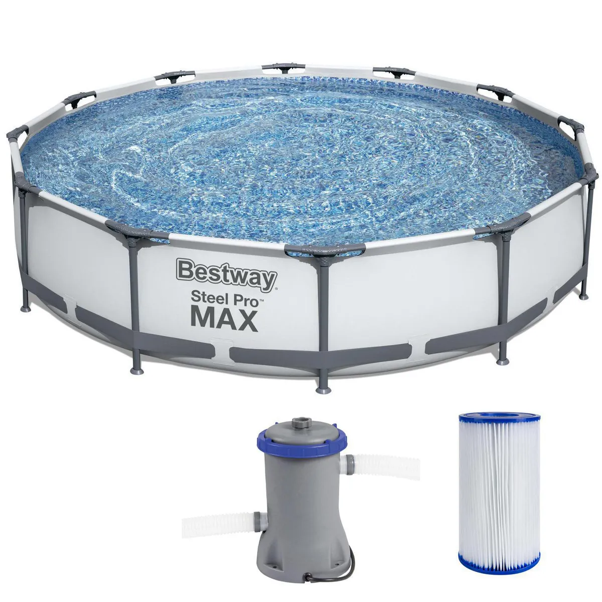BESTWAY - Piscina Estructural 366x366x76 cm 6.473 l + Bomba + Filtro