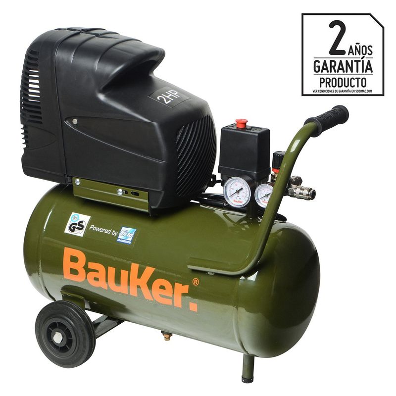 BAUKER - Compresor de Aire Portátil 2 HP 25 Litros Euro 225