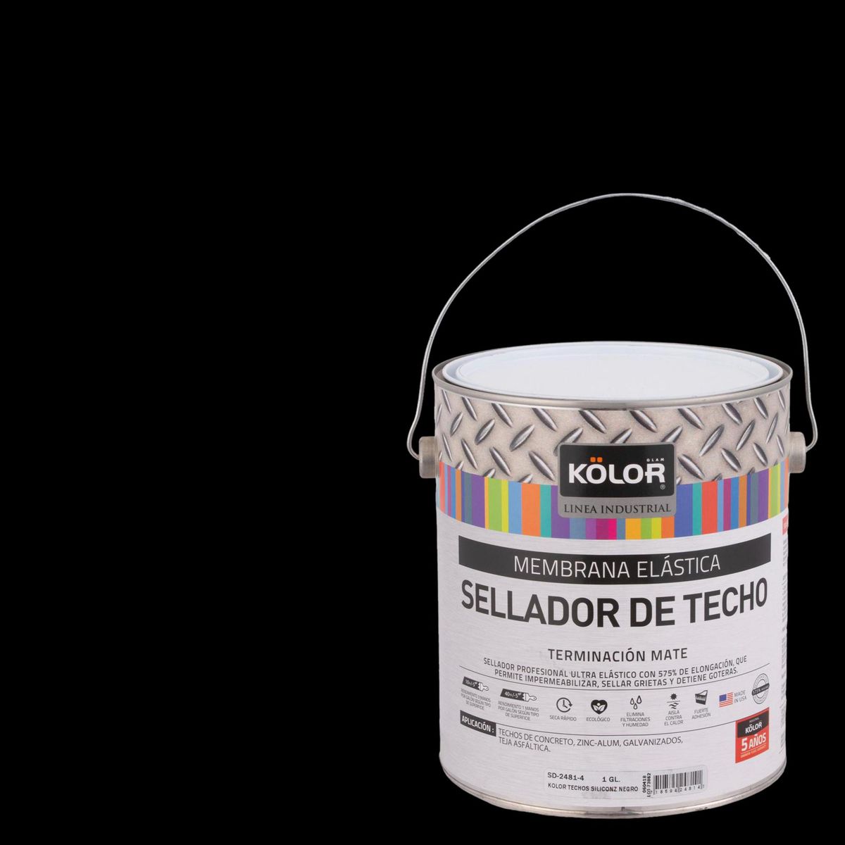KOLOR - Sellador para Techo Lata 1 galón(es) Satinado Negro