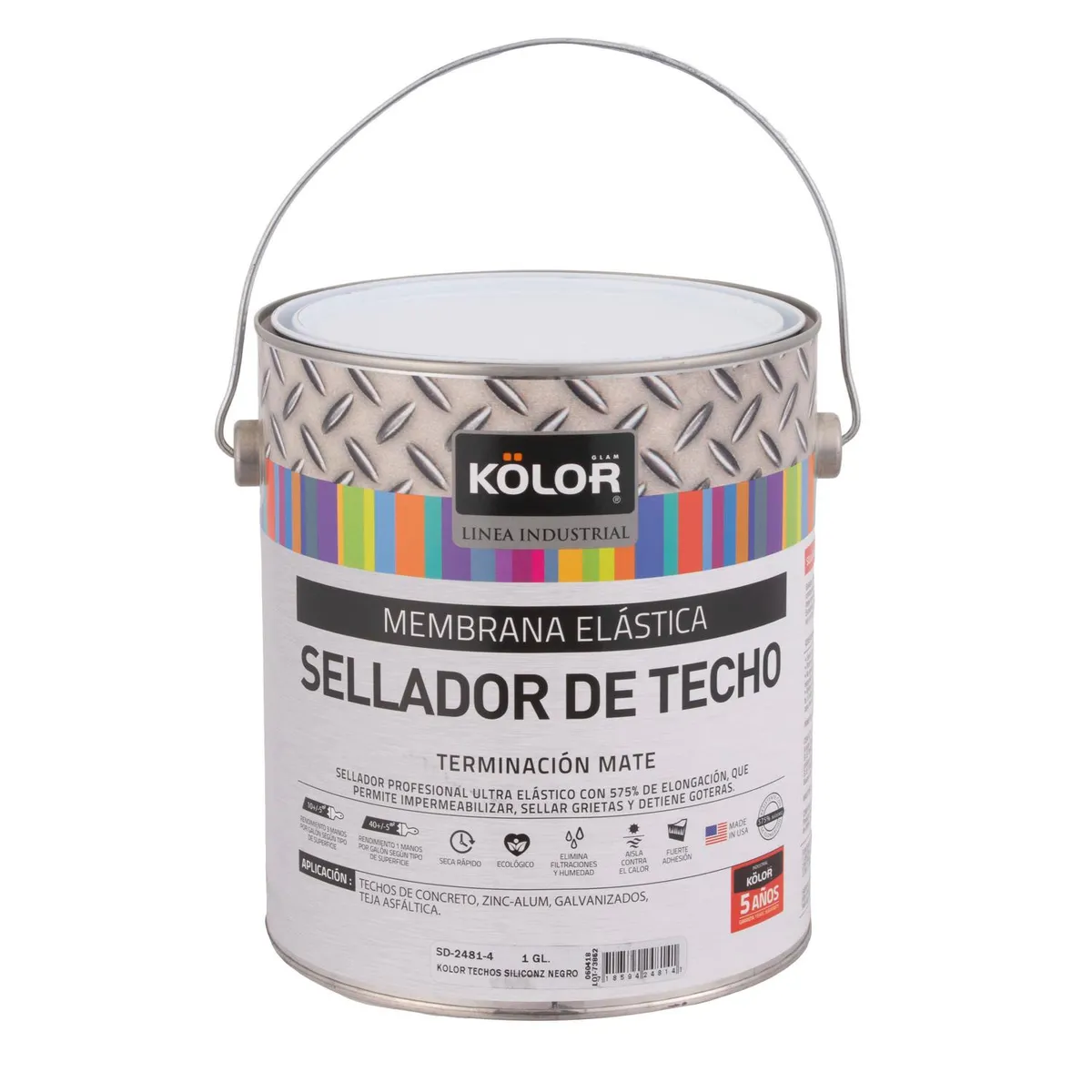 KOLOR - Sellador para Techo Lata 1 galón(es) Satinado Negro