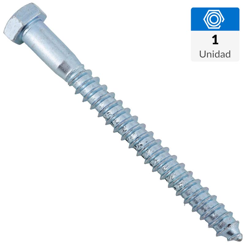 FIXSER - Tornillo Tirafondo Cabeza Hexagonal Madera 4 " 3/8 " 1 Unidades