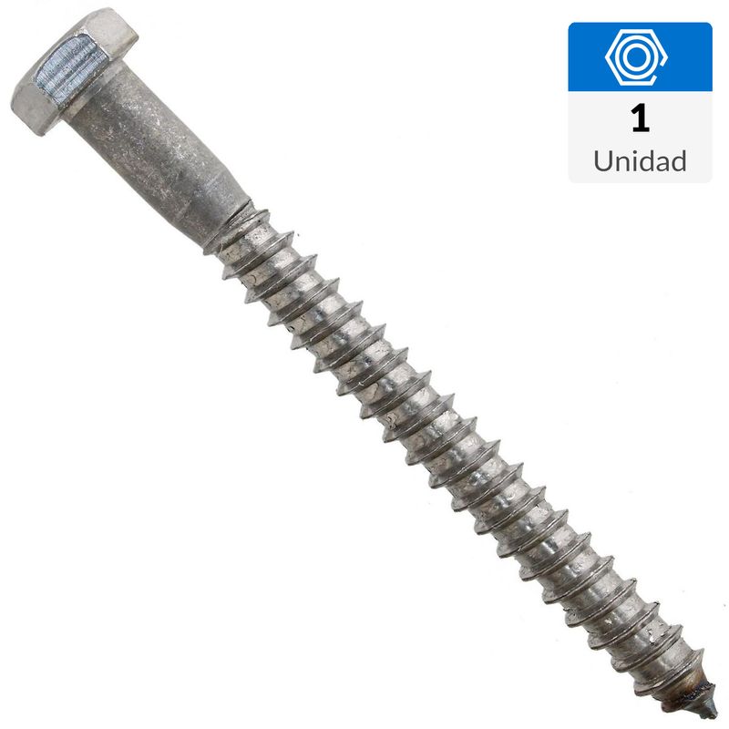 FIXSER - Tornillo Tirafondo Cabeza Hexagonal Madera 4-1/2 " 3/8 " 1 Unidades