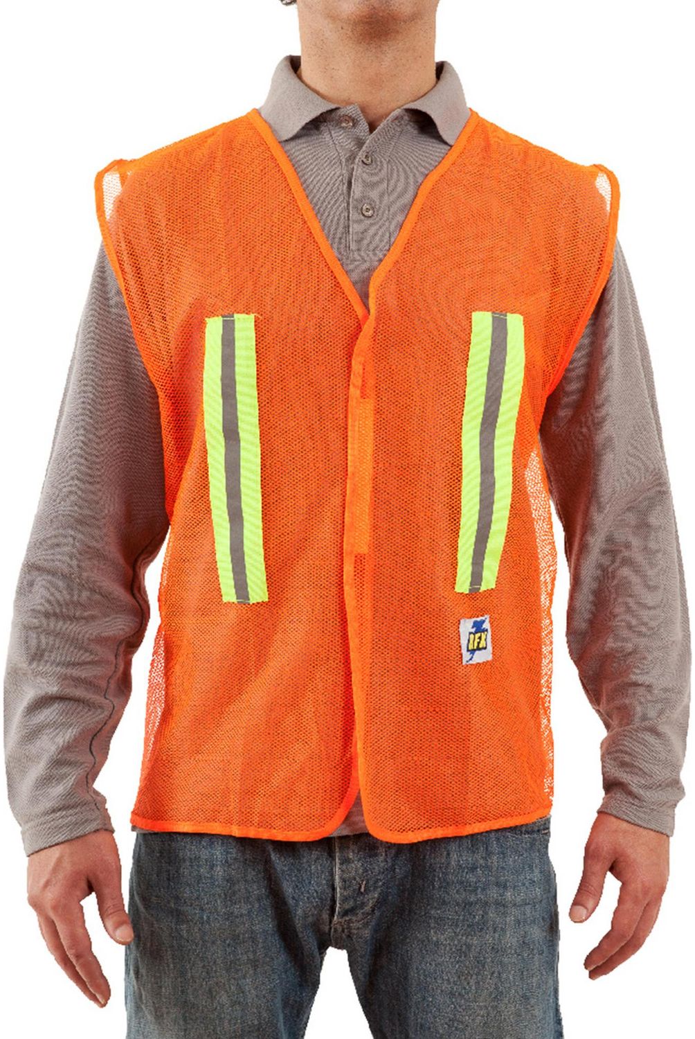 RFX - Chaleco de malla naranjo, cintas reflectantes talla única