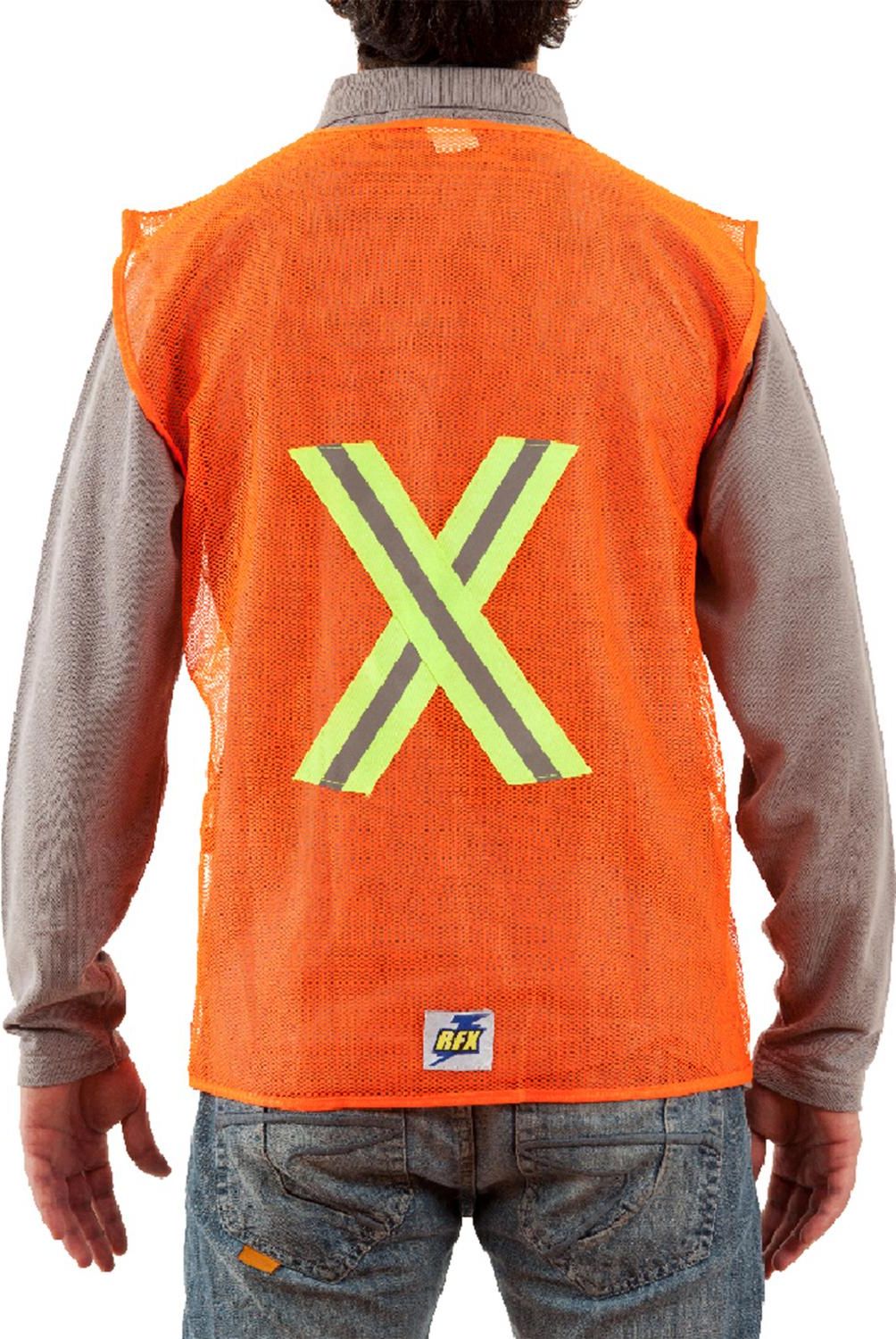 RFX - Chaleco de malla naranjo, cintas reflectantes talla única