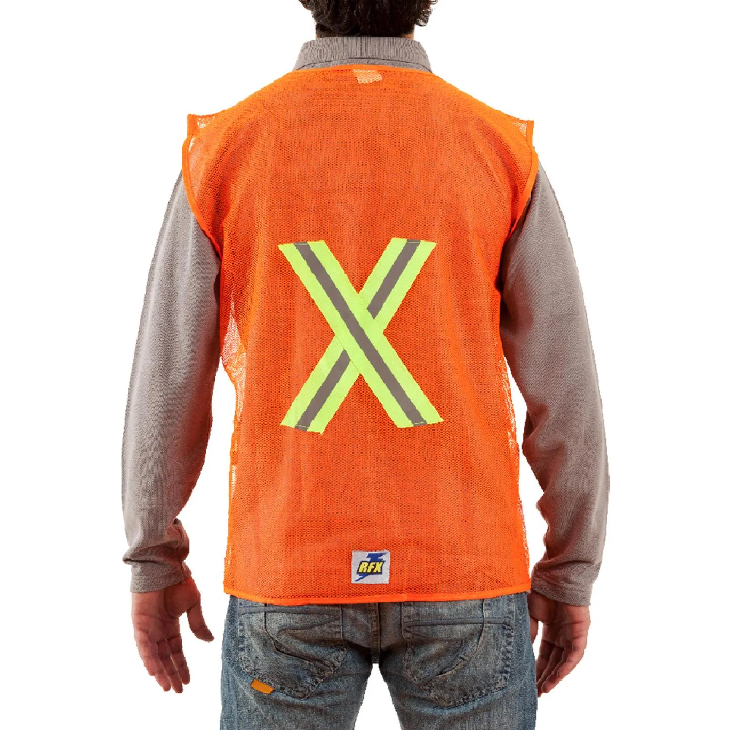 RFX - Chaleco de malla naranjo, cintas reflectantes talla única