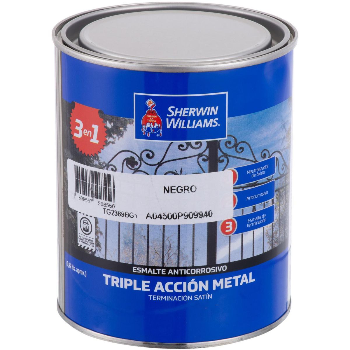 SHERWIN WILLIAMS - Anticorrosivo Satinado Tarro 0.25 galón(es) Mate Negro