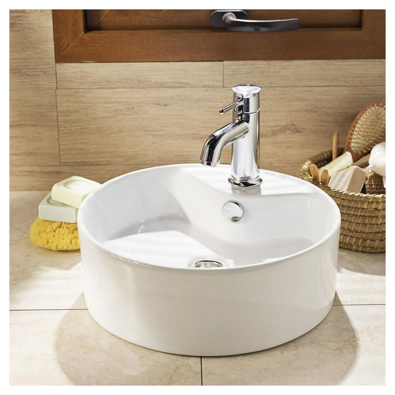 SENSI DACQUA - Lavamanos Forma Redonda Loza 38x14x38 cm Blanco