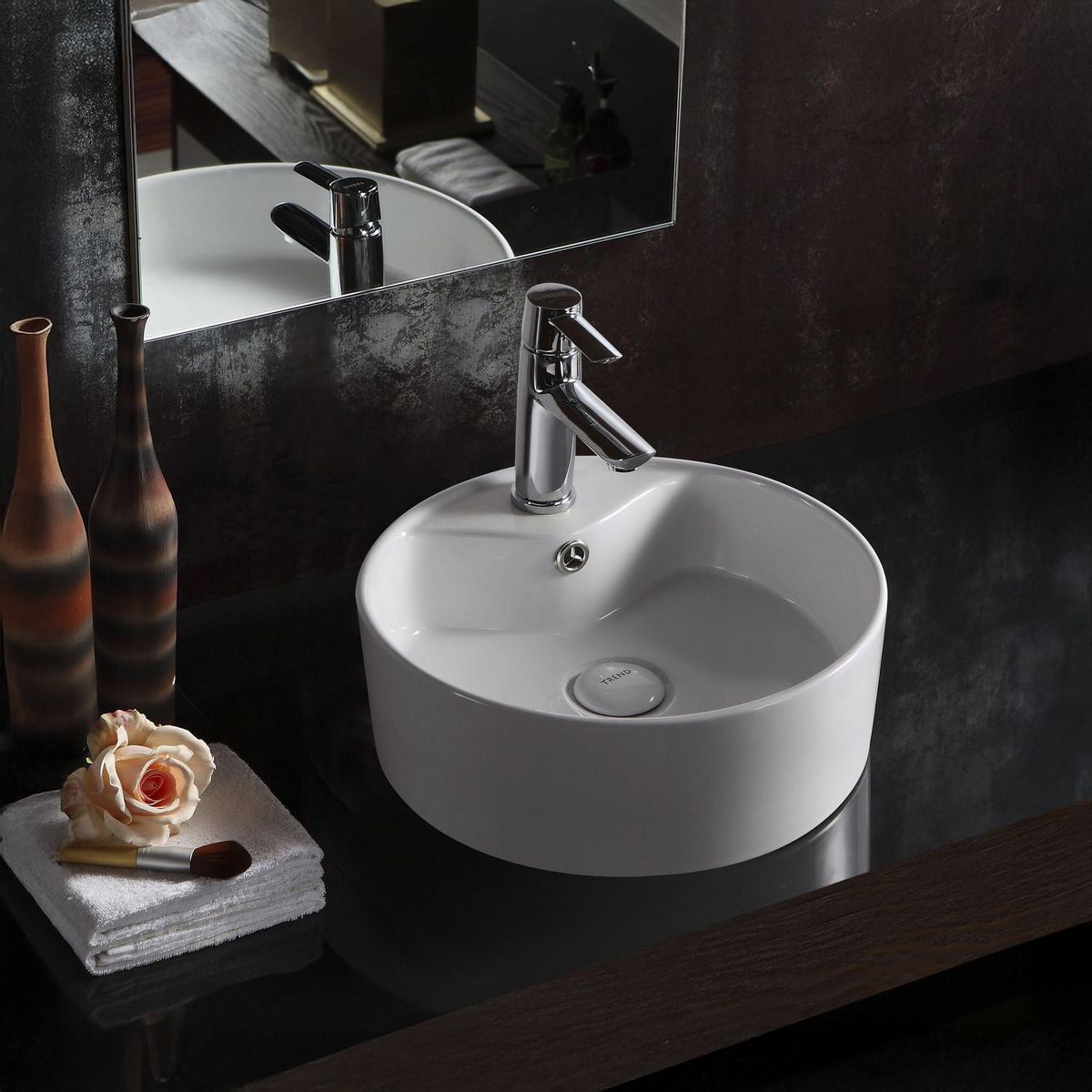 SENSI DACQUA - Lavamanos Forma Redonda Loza 38x14x38 cm Blanco