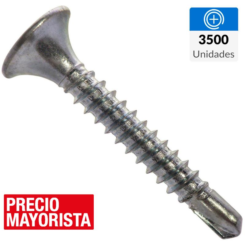 FIXSER - Tornillo Autoperforante Cabeza Phillips Yeso-Cartón 1-1/4 " 6 mm 3500 Unidades