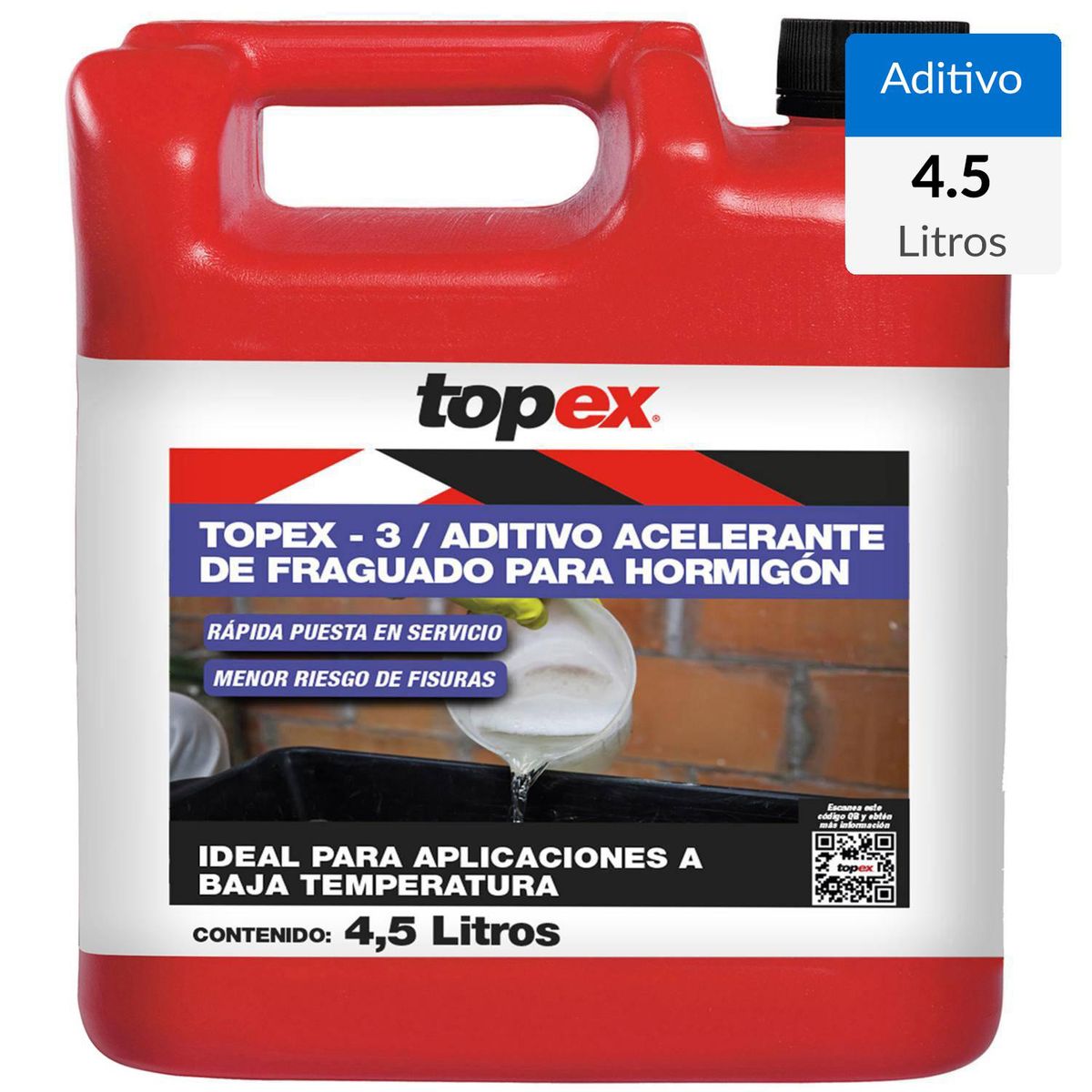 TOPEX - Bidón de 4.5 lt Acelerante controlado de fraguado Topex 3