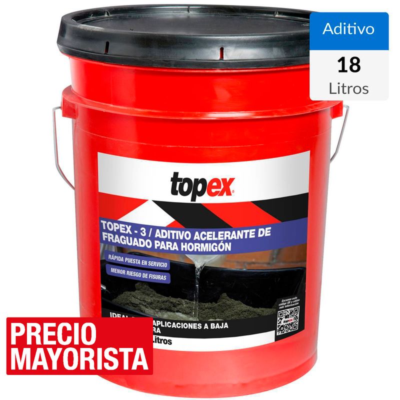 TOPEX - Tineta de 18 lt Acelerante controlado de fraguado Topex 3