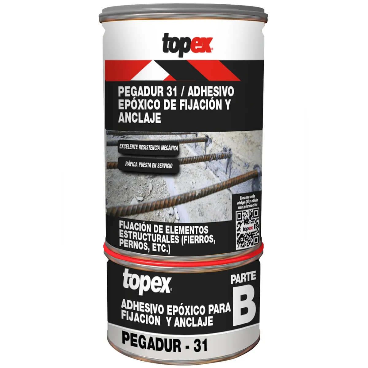 TOPEX - Juego (A+B) 1 kg Topex Pegadur 31 Adhesivo epóxico para anclajes y uniones