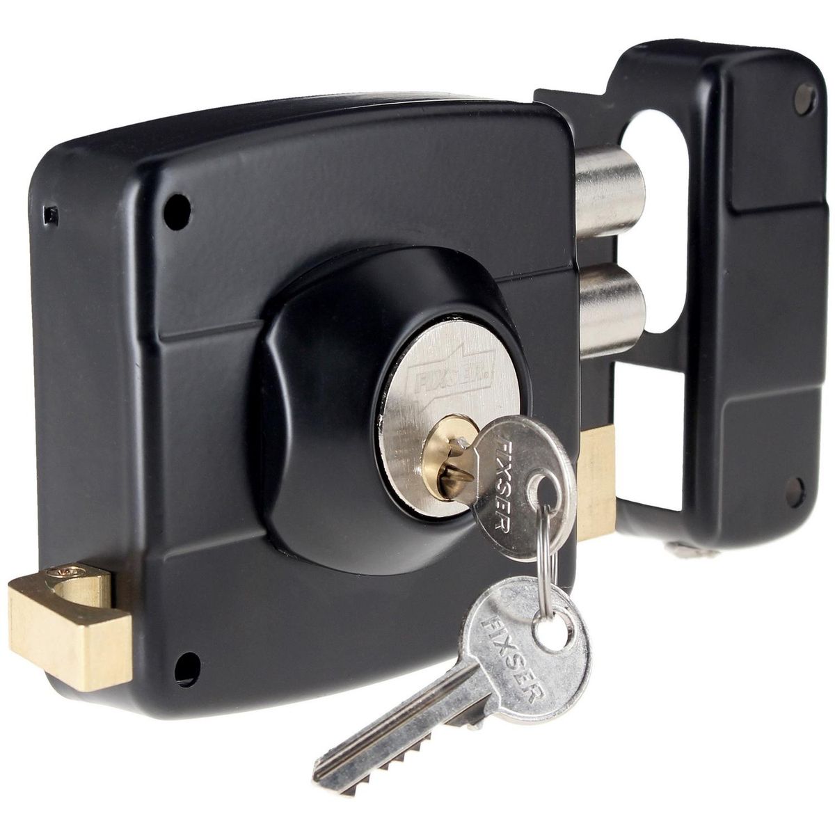 FIXSER - Cerradura sobreponer R-110 negra con caja